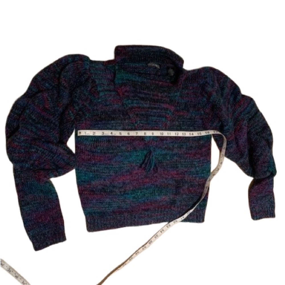 Vintage 80’s Gitano Multi Color Knit Sweater Puff Sleeves Tassle Neck Size S/M - Picture 8 of 10